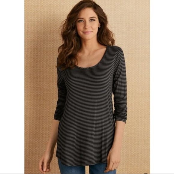 Soft Surroundings West End Tunic Striped Black Gray Size XS - Picture 1 of 6